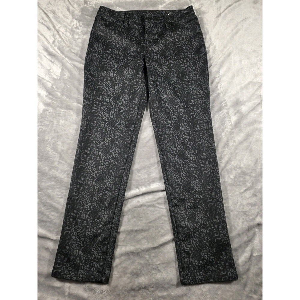 Chicos Womens Stretch Jeans U.S Size 4 Black Floral‎ Print 29' inseam